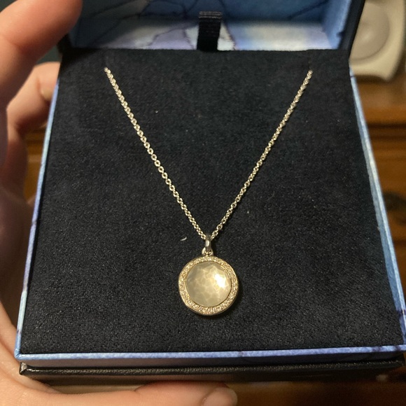 Mini Ippolita Necklace in Sterling Silver and Mother of Pearl with Diamonds